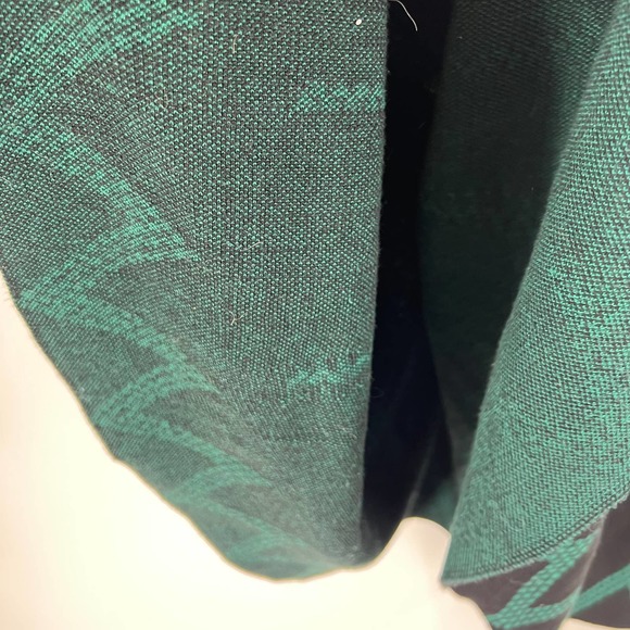 Gabby Style Black Dark Green Striped Short Sleeve Sweater Dress Pleated Medium - Picture 6 of 6